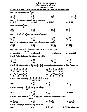 Đề kiểm tra Chương III môn Số học 6